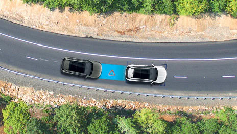 Always forewarned. The forward collision warning system warns you of an impending collision with cars, cyclists and pedestrians ahead of you by giving audio video signals.