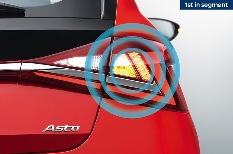 Helps in avoiding rear end collision in case of sudden braking by flashing rear lights frequently