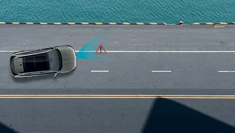 Lane Departure Warning emits an audio visual alert if the vehicle starts to veer out of its lane while a turn signal is not active