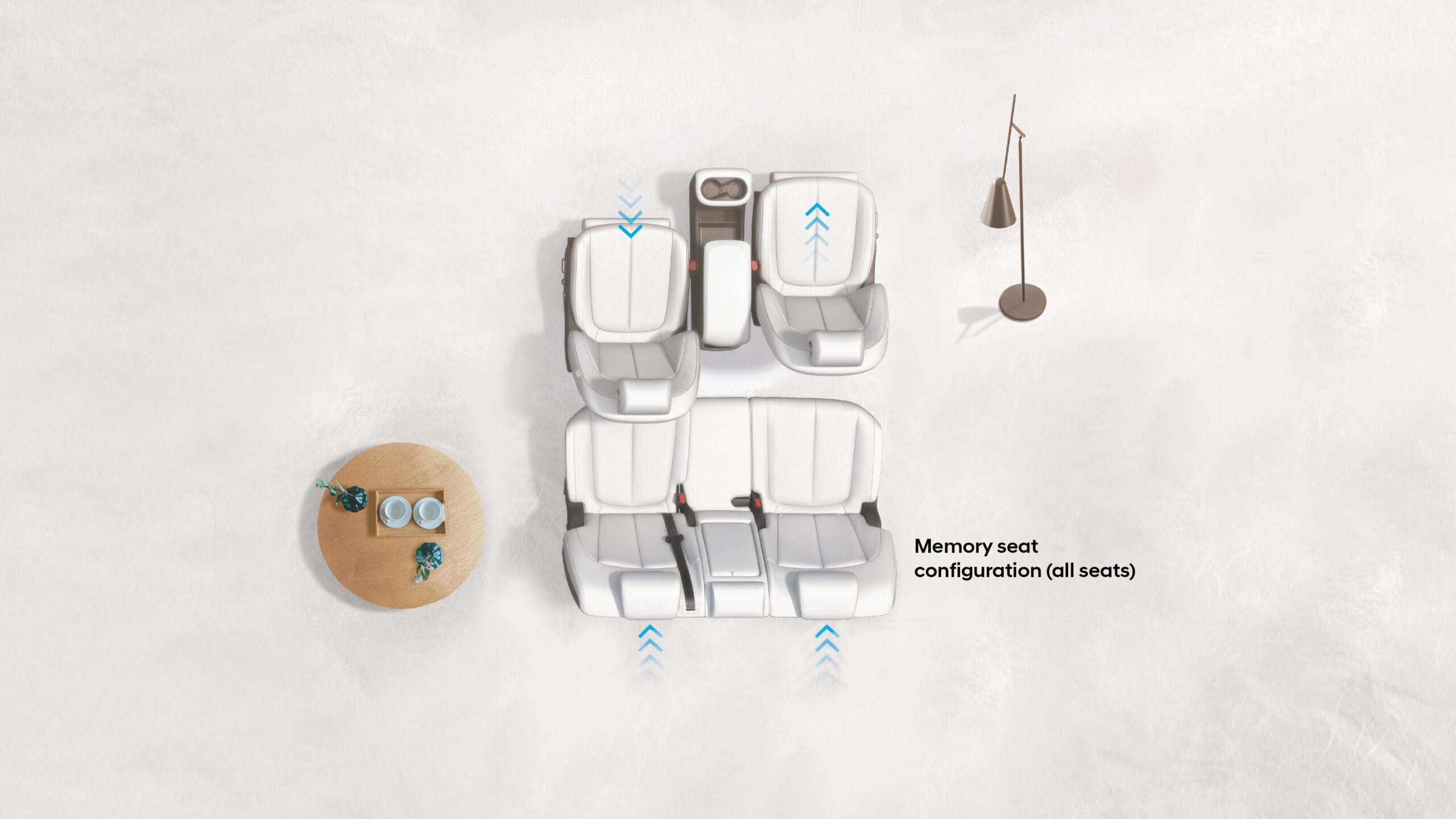 Adjust the front and rear seat memory function via the digital display screen, improving flexibility and providing extra space for convenience.